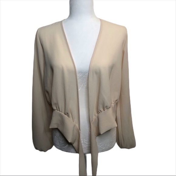Wrap Tie Waist Ivory Long Sleeve Top - Picture 5 of 5